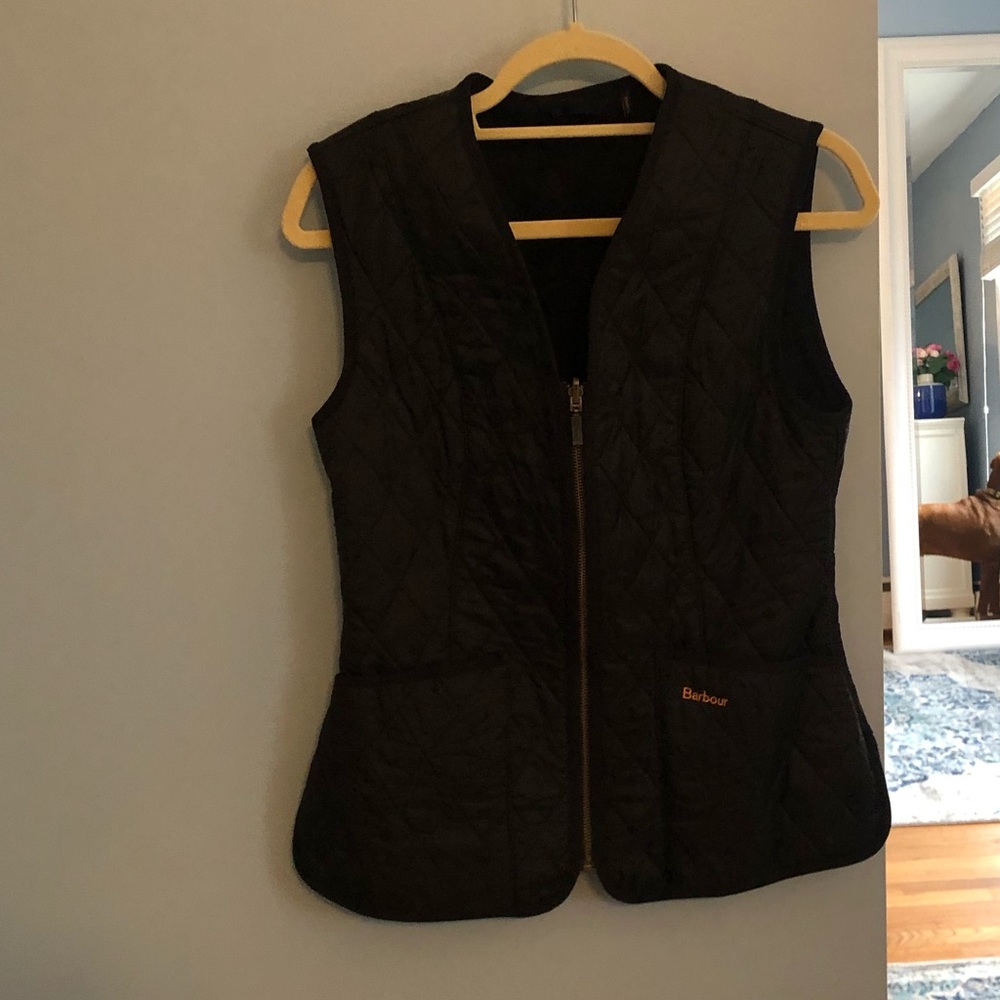 Barbour black quilted vest size 6